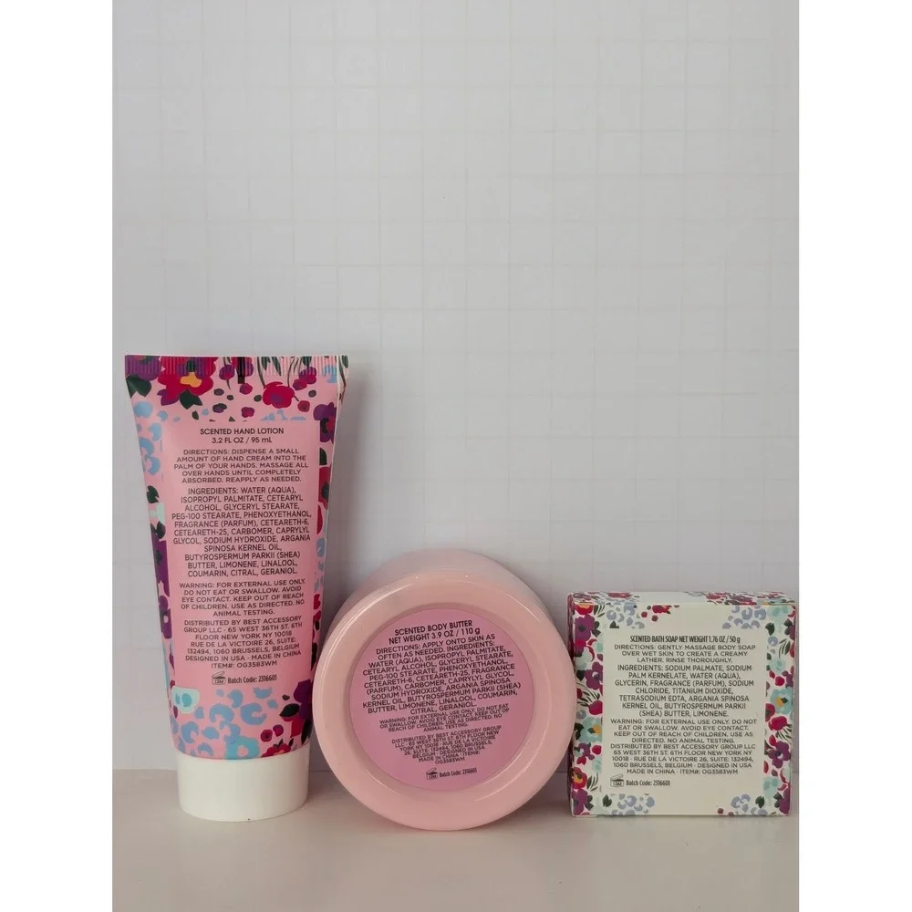 Olivia Grace Vanilla Almond Scented‎ 3pc Set Body Butter Hand Lotion Bath Soap